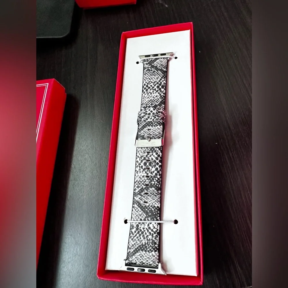 Kessaris Apple Watch Strap Snake Print Black and White